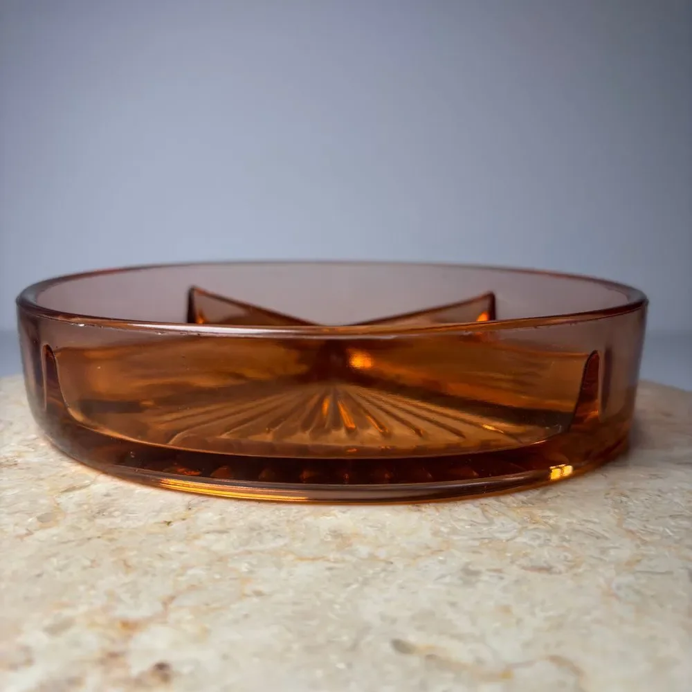 Vintage Pink Depression Glass Divided 4 Section‎ Round Serving Candy Dish 8